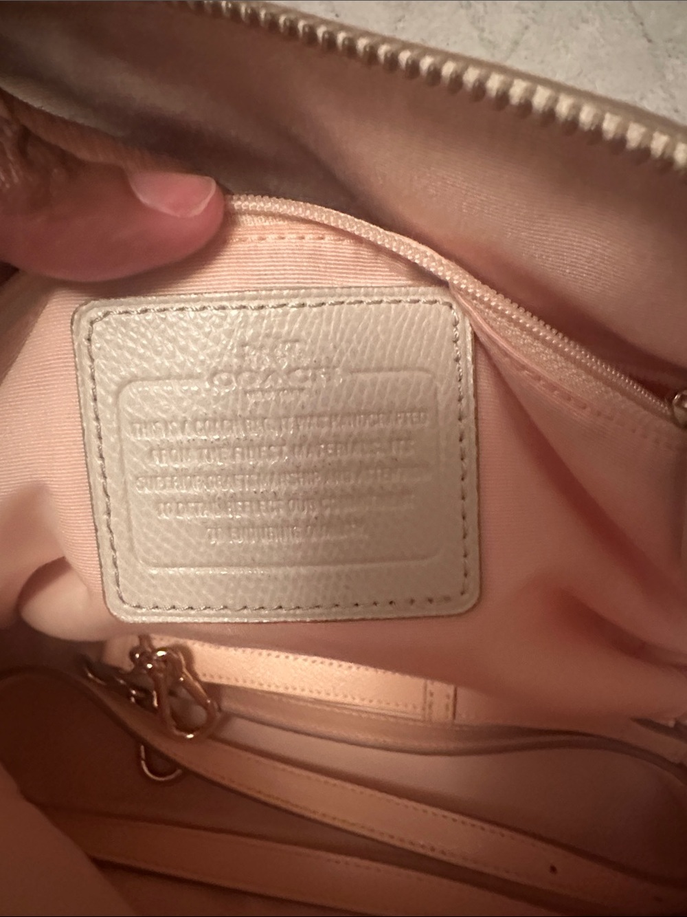 Coach Pebbled Leather Dome Satchel in Pale Pink and White - Picture 8 of 11